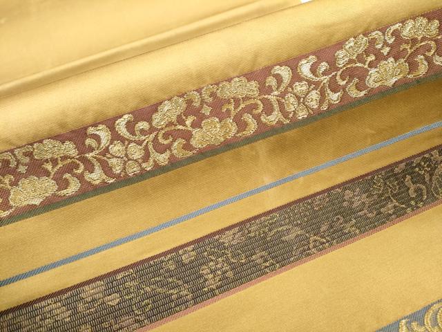 平和屋着物●太鼓柄袋帯 横段花文 金糸 正絹 逸品 CABC5317hy
