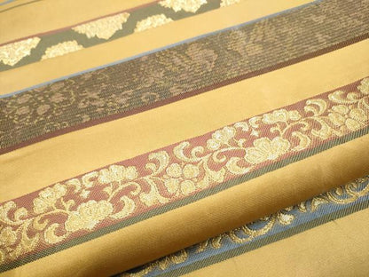平和屋着物●太鼓柄袋帯 横段花文 金糸 正絹 逸品 CABC5317hy