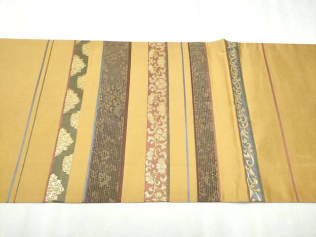 平和屋着物●太鼓柄袋帯 横段花文 金糸 正絹 逸品 CABC5317hy