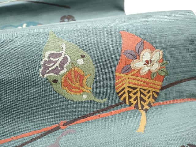 平和屋着物●九寸名古屋帯 草花文 正絹 逸品 CABC5322hy