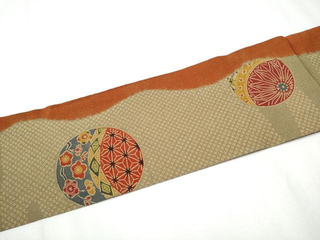 平和屋着物●和染紅型 栗山紅型 栗山吉三郎 九寸名古屋帯 草花毬文 鬼しぼ縮緬 正絹 逸品 CABC5329hy