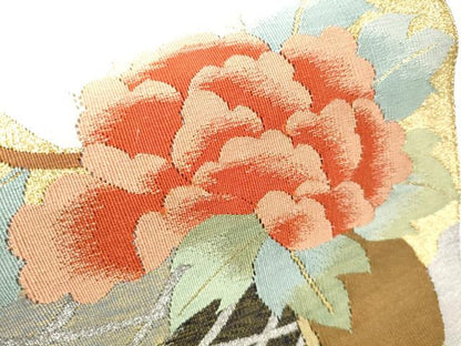 平和屋着物●爪掻き本綴れ 八寸名古屋帯 花籠文 金銀糸 正絹 逸品 CABC5330hy