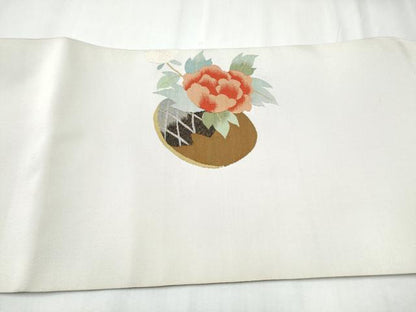 平和屋着物●爪掻き本綴れ 八寸名古屋帯 花籠文 金銀糸 正絹 逸品 CABC5330hy