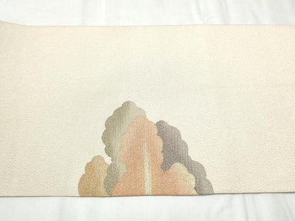 平和屋着物●爪掻き本綴れ 八寸名古屋帯 雲重ね文 金糸 正絹 逸品 CABC5333hy