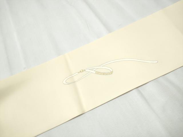 平和屋着物●塩瀬 九寸名古屋帯 手描き 犬 正絹 逸品 CABC5336hy