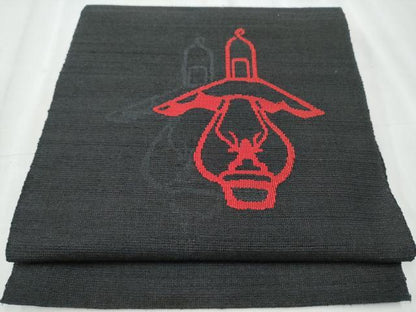 平和屋着物●八寸名古屋帯 ランタン 黒地 正絹 逸品 CABC5339hy