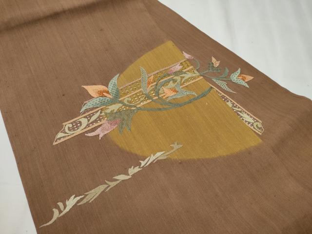 平和屋着物●中国三大刺繍 スワトウ相良刺繍 総刺繍 九寸名古屋帯 枝花文 正絹 逸品 CABC5340hy