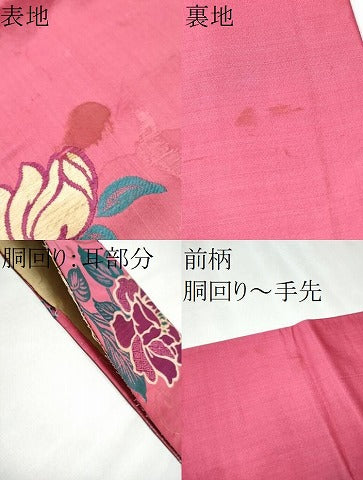 平和屋着物●アンティーク 大正ロマン 九寸名古屋帯 唐織 牡丹唐草文 正絹 逸品 CABC5342hy