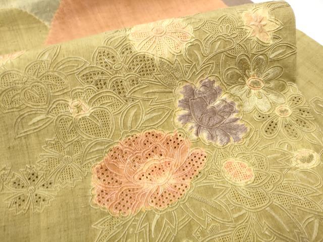 平和屋着物●中国三大刺繍 スワトウ相良刺繍 総刺繍 九寸名古屋帯 紬地 絞り 花車文 正絹 逸品 CABC5345hy