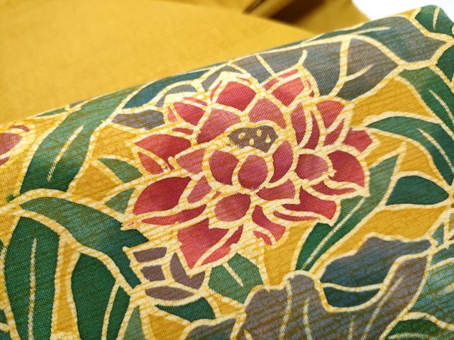 平和屋着物●九寸名古屋帯 ろうけつ染 草花文 正絹 逸品 CABC5348hy