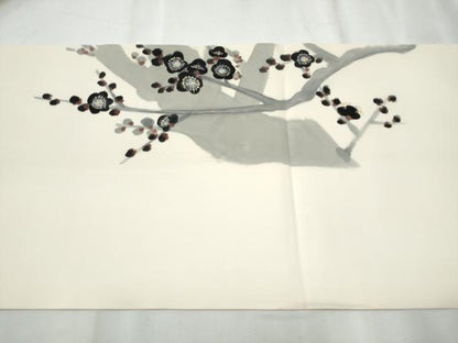 平和屋着物●塩瀬 九寸開き名古屋帯 作家物 手描き 枝梅文 正絹 逸品 CABC5352hy