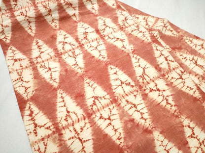 平和屋着物●茜染　紬　九寸名古屋帯　絞り　菱文　正絹　逸品　CABC5353hy