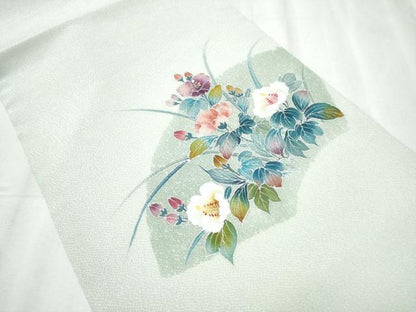 平和屋着物●九寸開き名古屋帯 地紙草花文 鬼しぼ縮緬 正絹 逸品 CABC5355hy