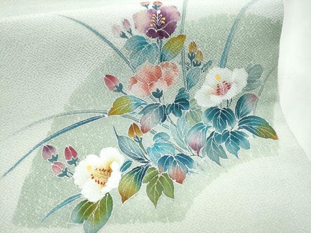 平和屋着物●九寸開き名古屋帯 地紙草花文 鬼しぼ縮緬 正絹 逸品 CABC5355hy