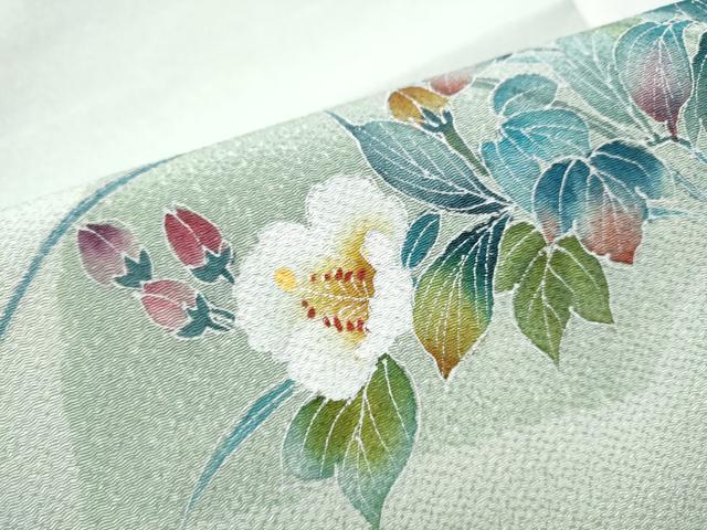 平和屋着物●九寸開き名古屋帯 地紙草花文 鬼しぼ縮緬 正絹 逸品 CABC5355hy