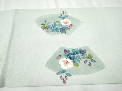 平和屋着物●九寸開き名古屋帯 地紙草花文 鬼しぼ縮緬 正絹 逸品 CABC5355hy