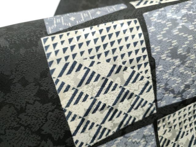 平和屋着物●九寸名古屋帯 色紙吉祥文 黒地 正絹 逸品 CABC5357hy