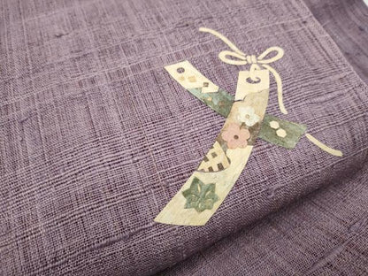 平和屋着物▽みのむし工芸作家 草苑白水 九寸名古屋帯 スリーシーズン 春夏秋 生紬 短冊花文 正絹 逸品 CABC5358hy