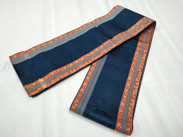 平和屋着物●本場筑前博多織 両面 半幅帯 花間道 献上 正絹 逸品 CABC5361hy