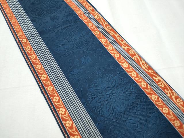 平和屋着物●本場筑前博多織 両面 半幅帯 花間道 献上 正絹 逸品 CABC5361hy