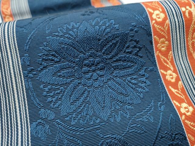 平和屋着物●本場筑前博多織 両面 半幅帯 花間道 献上 正絹 逸品 CABC5361hy