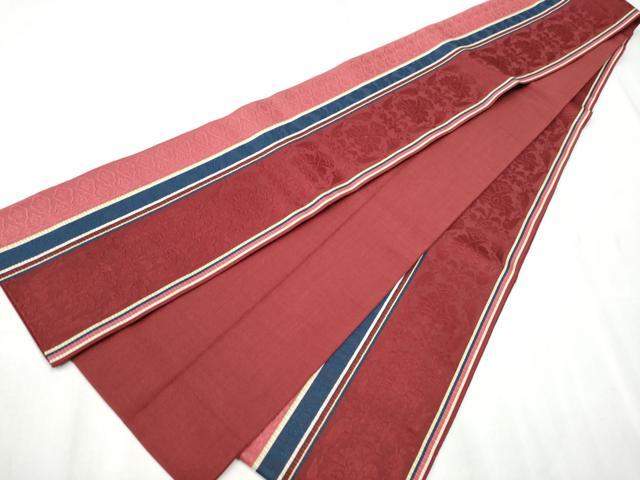 平和屋着物●本場筑前博多織 半幅帯 花唐草文 証紙付き 正絹 逸品 CABC5362hy