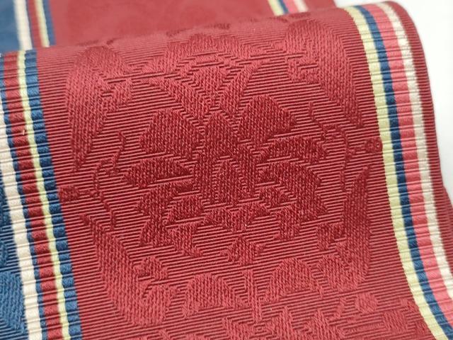 平和屋着物●本場筑前博多織 半幅帯 花唐草文 証紙付き 正絹 逸品 CABC5362hy