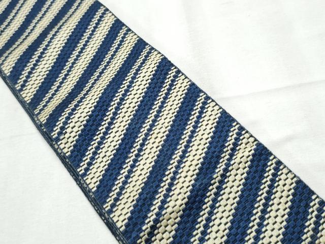 平和屋着物●男性 本場筑前博多織 両面 角帯 斜線文 正絹 逸品 CABC5364hy