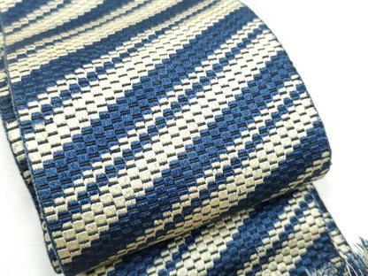 平和屋着物●男性 本場筑前博多織 両面 角帯 斜線文 正絹 逸品 CABC5364hy