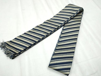 平和屋着物●男性 本場筑前博多織 両面 角帯 斜線文 正絹 逸品 CABC5364hy