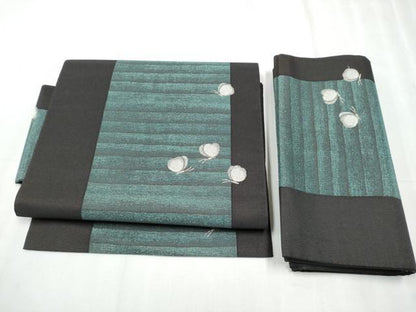 平和屋着物●つけ帯 舞蝶文 黒地 金糸 正絹 逸品 CABC5366hy