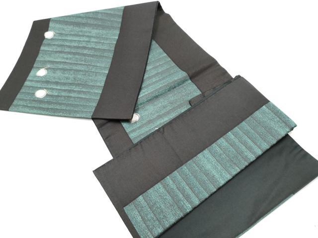 平和屋着物●つけ帯 舞蝶文 黒地 金糸 正絹 逸品 CABC5366hy