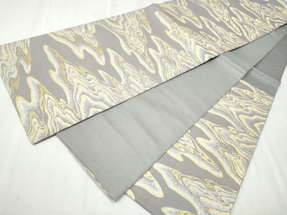 平和屋着物●六通柄袋帯 流水文 金糸 正絹 逸品 CABC5375hy