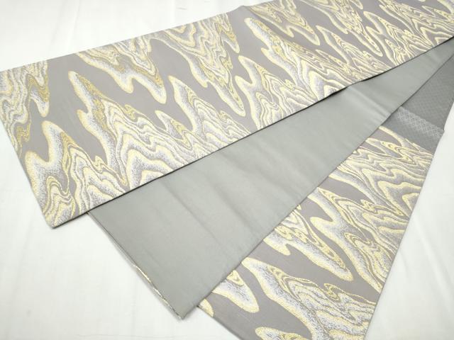 平和屋着物●六通柄袋帯 流水文 金糸 正絹 逸品 CABC5375hy
