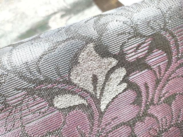 平和屋着物▽両面 六通柄袋帯 スリーシーズン 春夏秋 花唐草文 金銀糸 正絹 逸品 CABC5380hy
