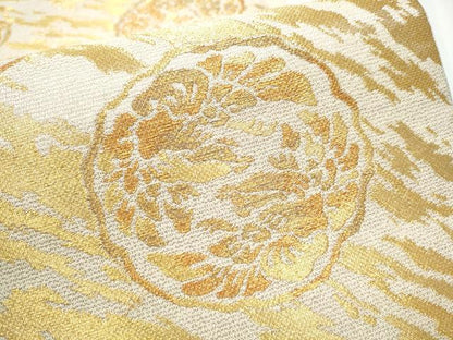 平和屋着物●六通柄袋帯 花鳥丸文 金糸 正絹 逸品 CABC5383hy