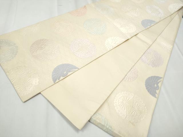 平和屋着物●六通柄袋帯　唐織　舞花文　正絹　逸品　CABC5405hy 平和屋着物◎六通柄袋帯 唐織 蜀江花文 金銀糸 引箔 正絹 逸品