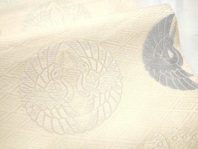 平和屋着物●六通柄　本袋帯　唐織　飛鶴舞蝶丸文　正絹　逸品　CABC5387hy 平和屋着物○六通柄 本袋帯 唐織 飛鶴舞蝶丸文 正絹 逸品