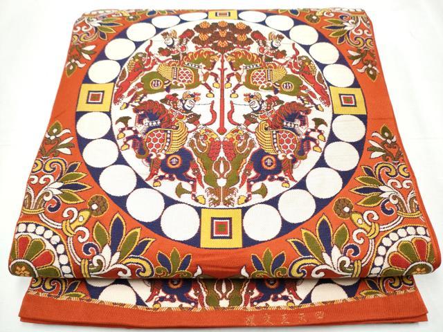 平和屋着物●六通柄　本袋帯　四天王文旗　正絹　逸品　CABC5390hy