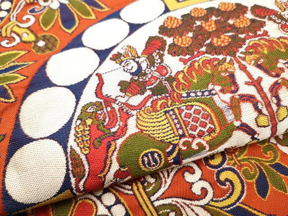 平和屋着物●六通柄　本袋帯　四天王文旗　正絹　逸品　CABC5390hy