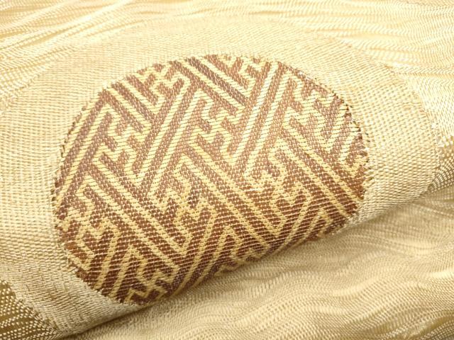 平和屋着物▽太鼓柄袋帯 スリーシーズン 春夏秋 櫛織 紗綾形丸文 正絹 逸品 CABC5391hy