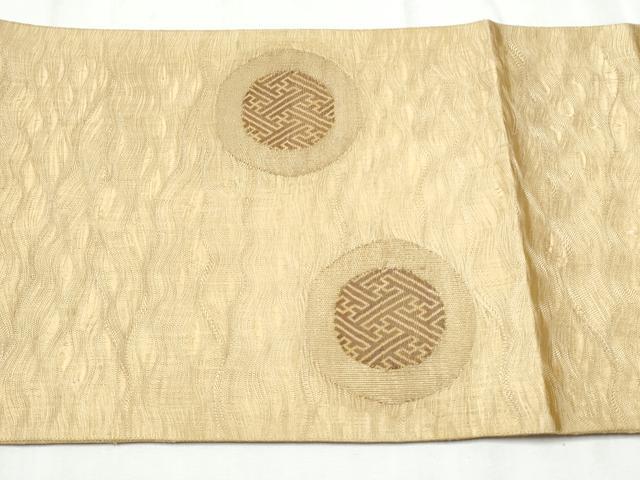 平和屋着物▽太鼓柄袋帯 スリーシーズン 春夏秋 櫛織 紗綾形丸文 正絹 逸品 CABC5391hy