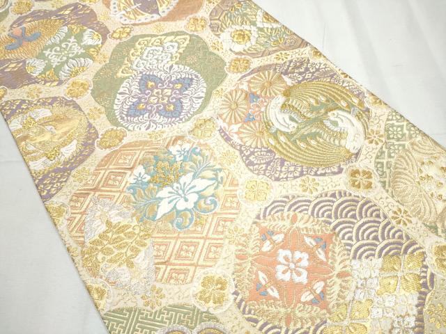 平和屋着物●六通柄袋帯 唐織 有職文様集め 安新 金銀糸 正絹 逸品 CABC5400hy