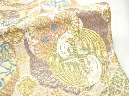 平和屋着物●六通柄袋帯 唐織 有職文様集め 安新 金銀糸 正絹 逸品 CABC5400hy