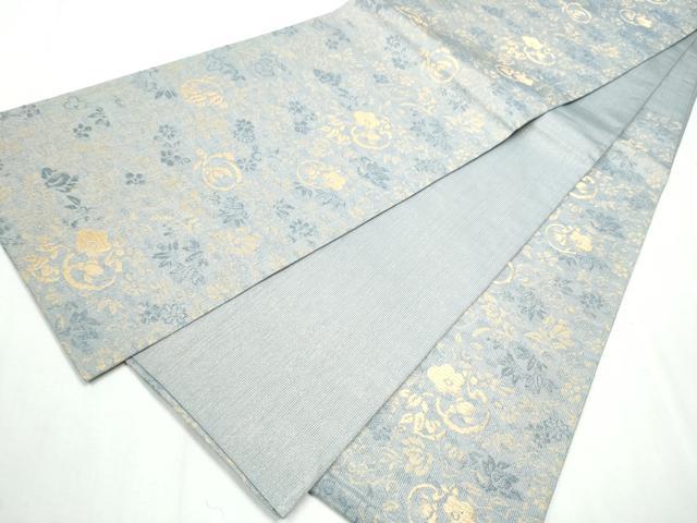 平和屋着物●六通柄袋帯 花唐草文 金糸 正絹 逸品 CABC5408hy