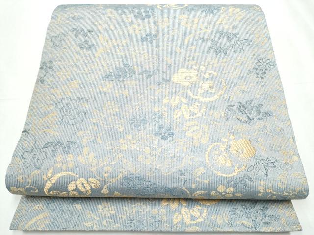 平和屋着物●六通柄袋帯 花唐草文 金糸 正絹 逸品 CABC5408hy