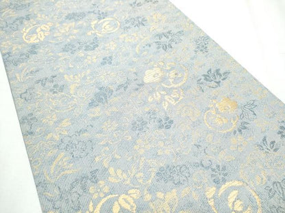 平和屋着物●六通柄袋帯 花唐草文 金糸 正絹 逸品 CABC5408hy