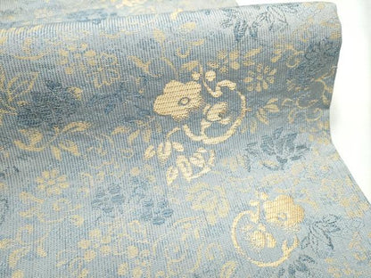 平和屋着物●六通柄袋帯 花唐草文 金糸 正絹 逸品 CABC5408hy