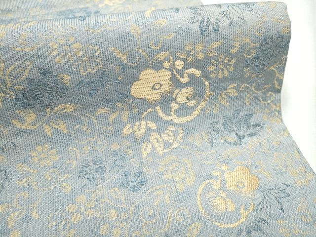 平和屋着物●六通柄袋帯 花唐草文 金糸 正絹 逸品 CABC5408hy