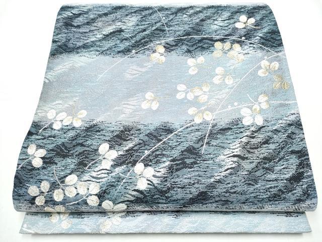 平和屋着物●六通柄袋帯 萩霞 金糸 正絹 逸品 CABC5409hy